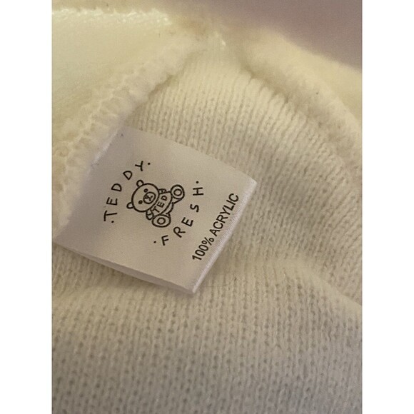Teddy Fresh Beanie Official Hat Pastel Striped One Size White Knit Winter - Picture 2 of 5